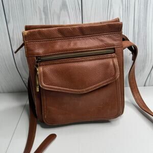 Vintage Y2K Fossil Genuine Leather Crossbody Bag Brown